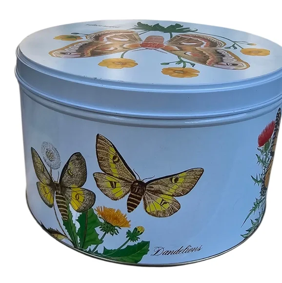 Vintage Tom Sturgis Pretzels Tin Butterfly & Flora Scenel Decorative - Picture 2 of 10